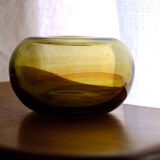 Blown glass ball vase by Claude Morin, Dieulefit France 1979