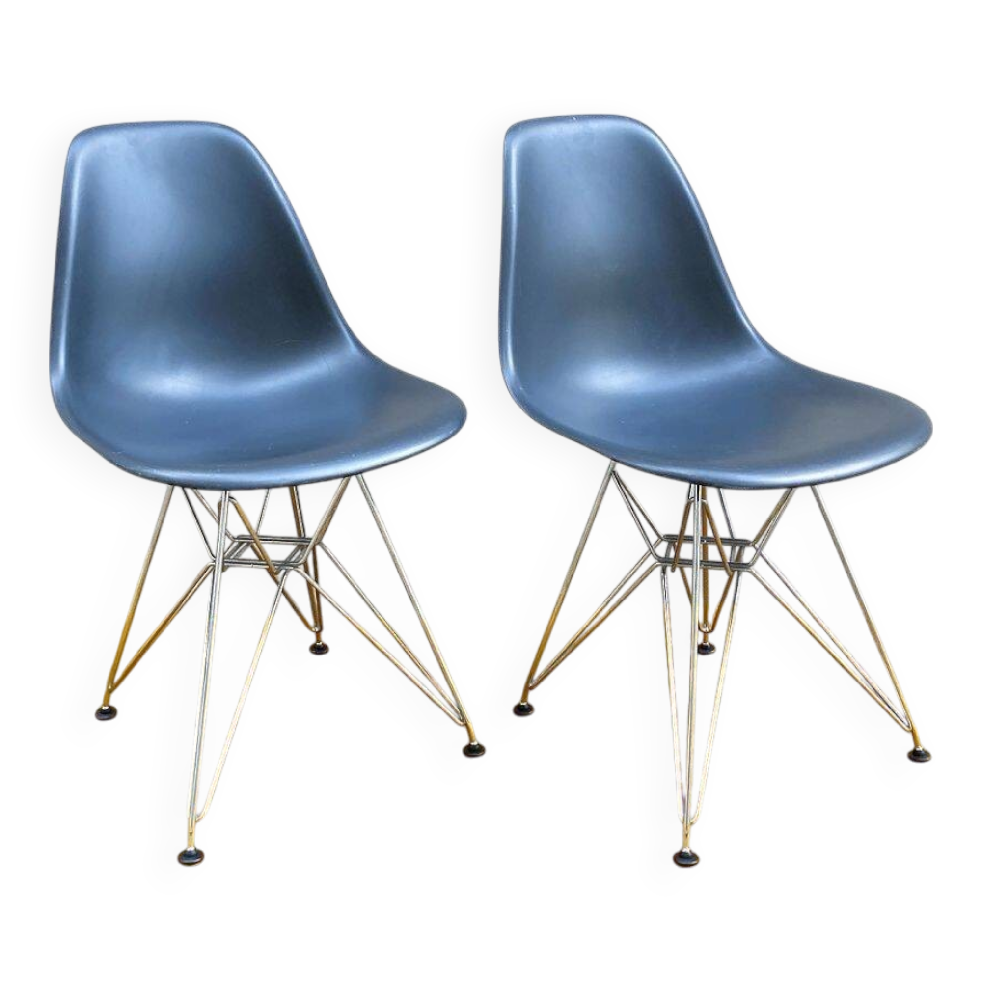 Pair of black Vitra DSR chairs