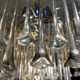 Venini lustre verre florale structure laiton , Italie 1980