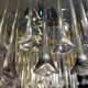 Venini floral glass chandelier with brass structure, Italy 1980
