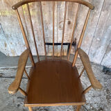 Antique BAUMANN Fan Chair Wood + Vintage Cushions #D877