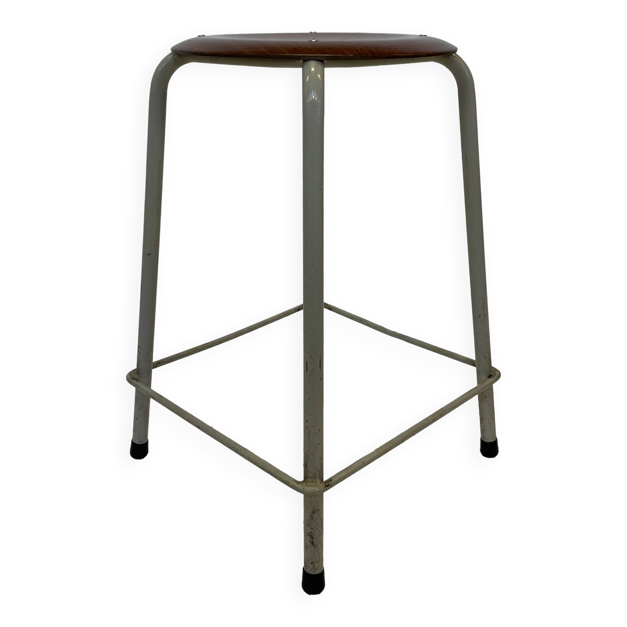 Vintage school stool, 1970s industrial design, Dutch minimalist
