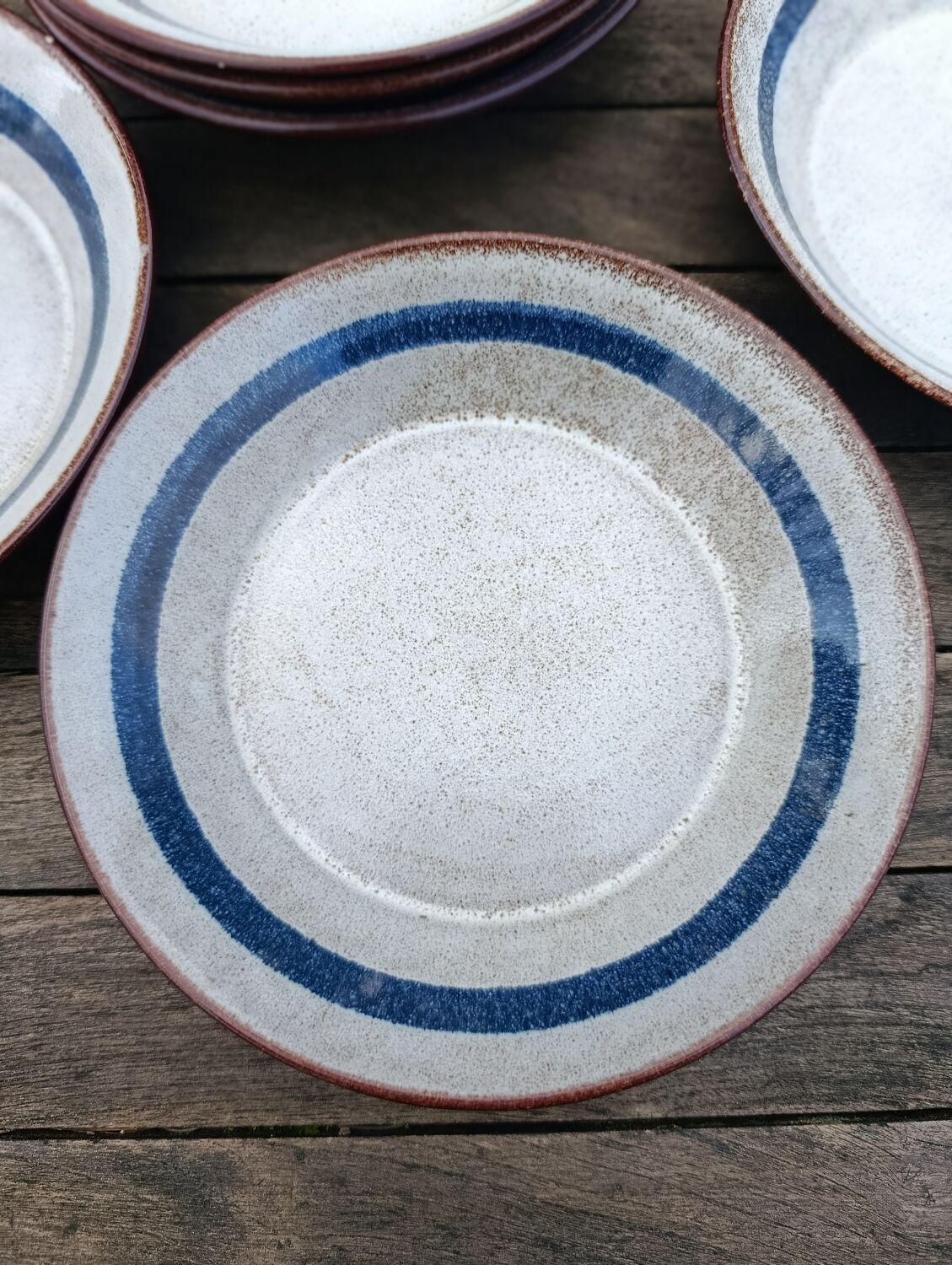 6 ceramic deep plates from the 1960s by MBFA Pornic, model Gobi.