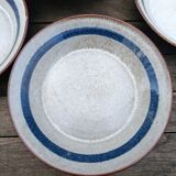 6 ceramic deep plates from the 1960s by MBFA Pornic, model Gobi.