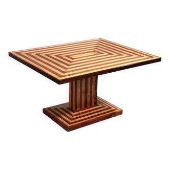 Rare table basse italienne des années 1970 en érable et acajou