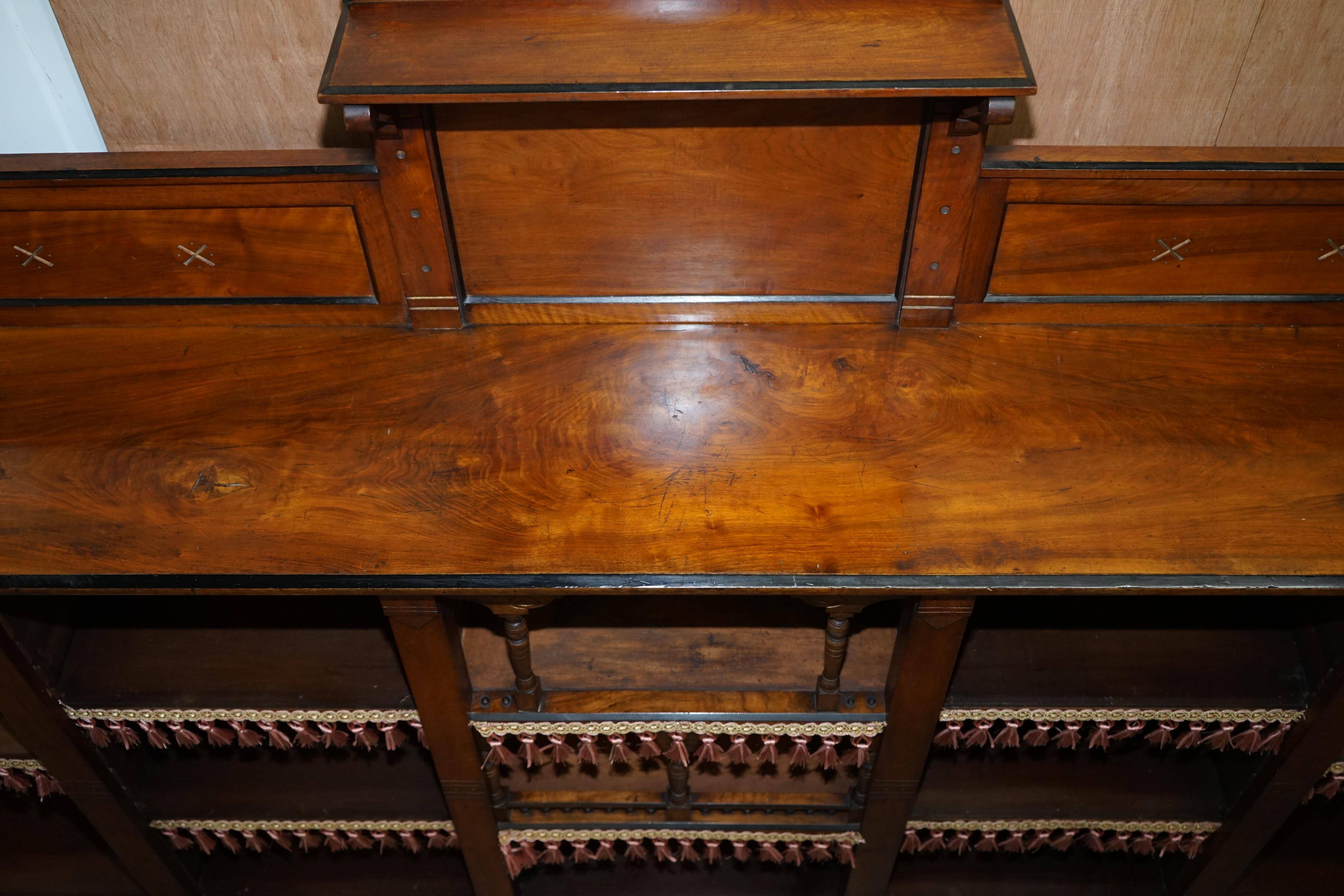 Open dwarf library in walnut, Gothic style Pugin