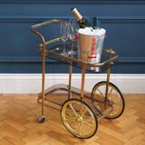 Brass wheeled bar cart