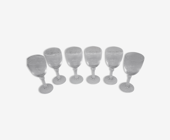 6 grands verres cristal taille gravé durand modele chevreuse