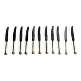 Lot de 11 couteaux anciens en acier inoxydable manches plaqués argent