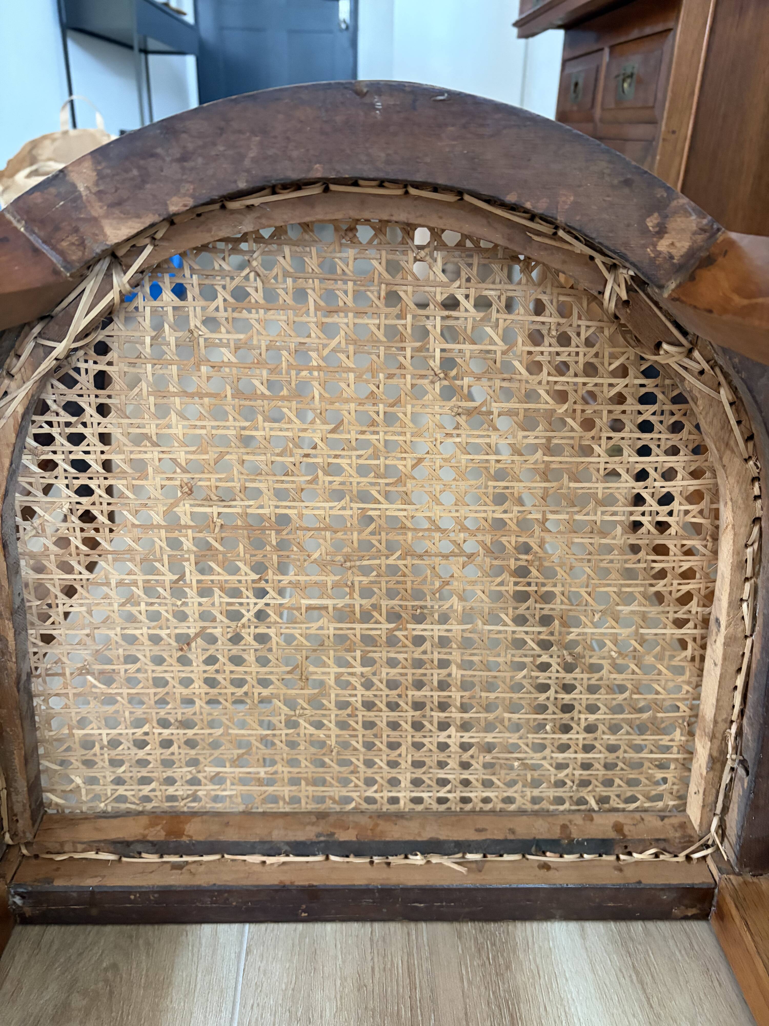 Paquebot office chair in solid teak and caning