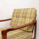 Vintage armchair tartan plaid wool design by Z. Baczyk 1965