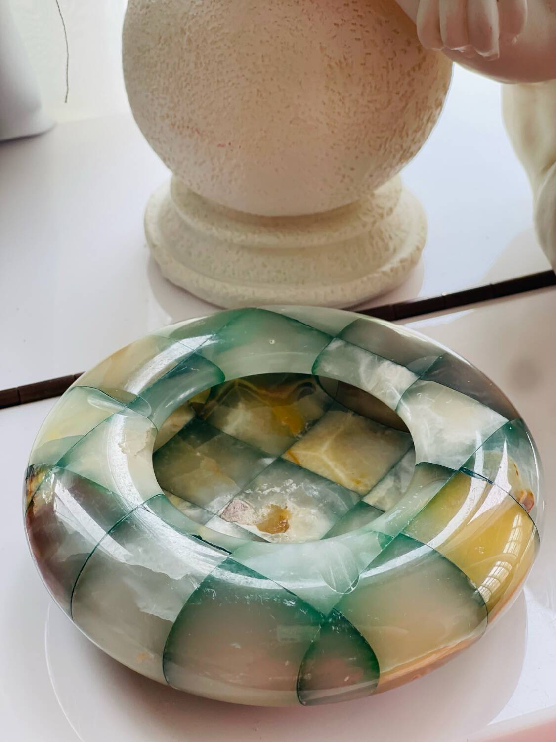 Onyx/marble ashtray or tray – natural stone assembly