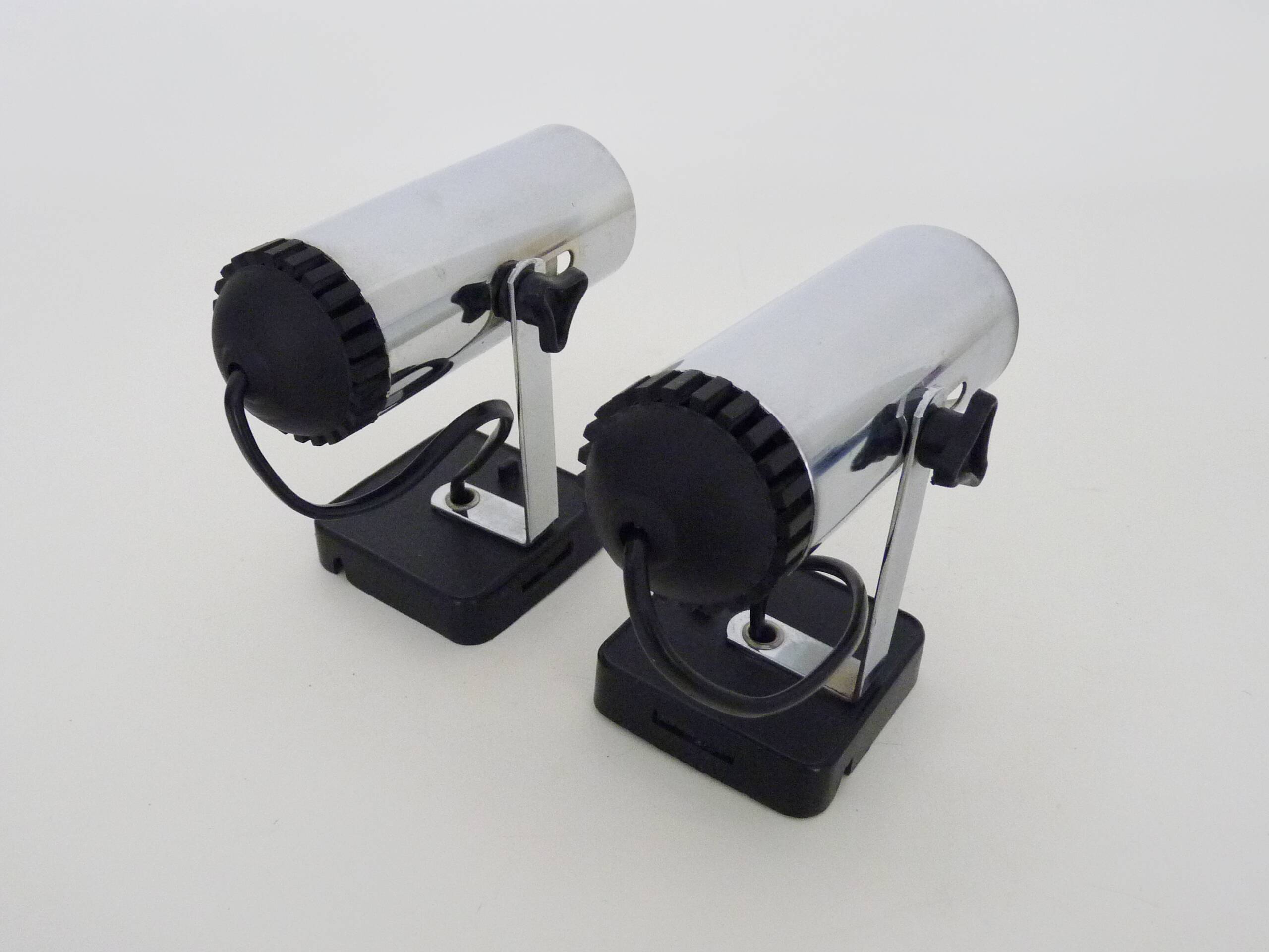 Pair of Targetti style adjustable spotlight wall lights from the 1970s