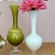 Set of 3 vintage glass and opaline vases