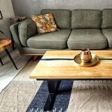 Solid oak epoxy coffee table