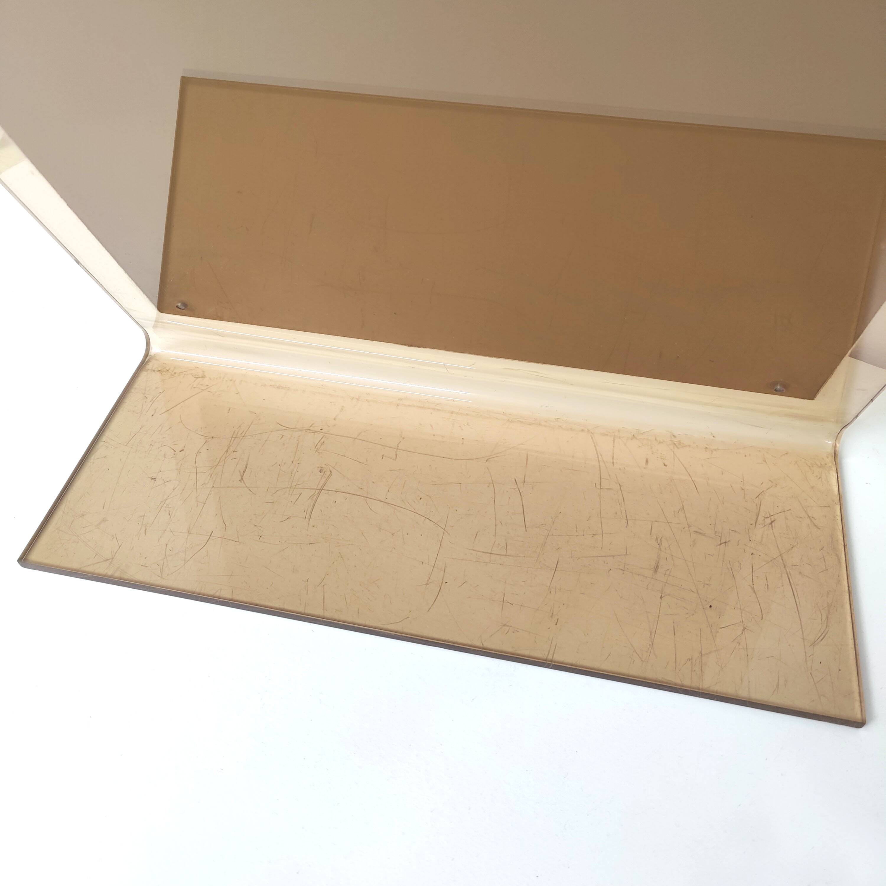 Dressing table mirror inclined plexiglass trapeze shape 70s