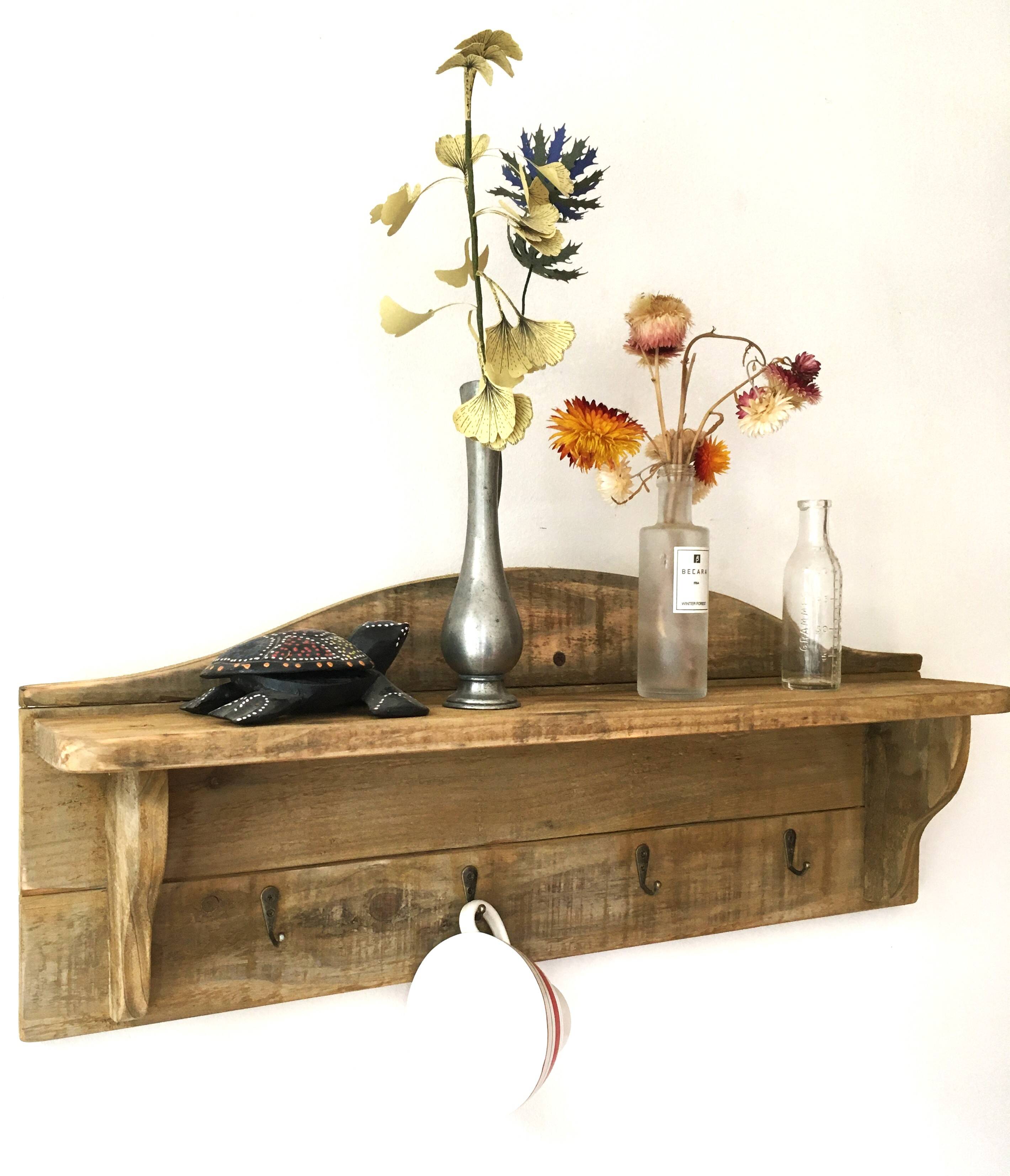 kitchen wall shelf with hooks