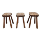 Rustic French wooden hand carved stools 'Brutalist'