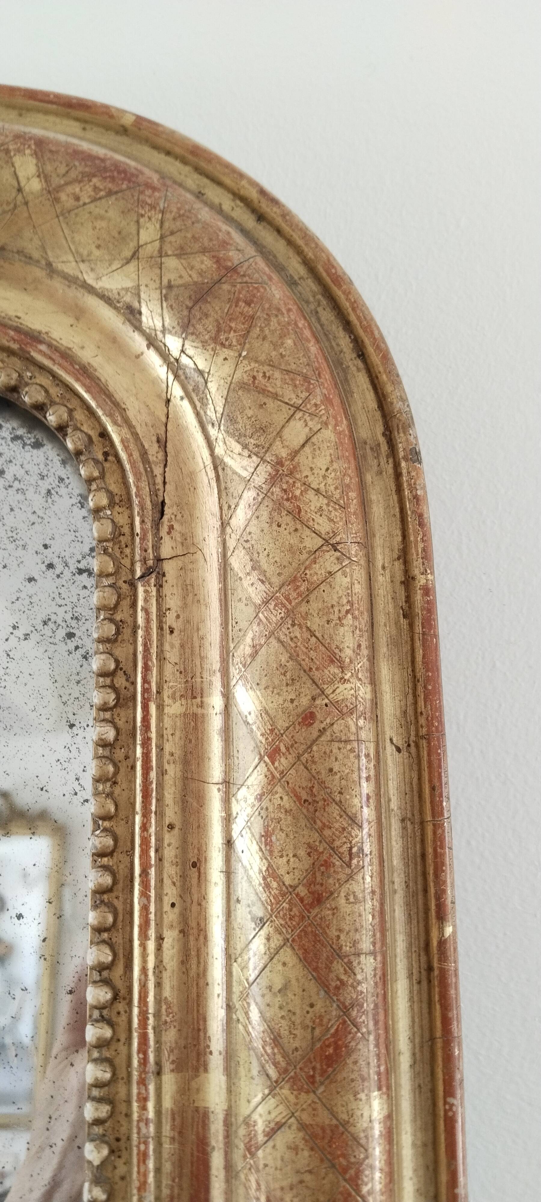Miroir doré à la feuille Louis Philippe (  77 cm x  59 cm )