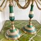 Pair of candlesticks brass and mother-of-pearl candlesticks