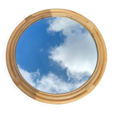 Large round bamboo mirror