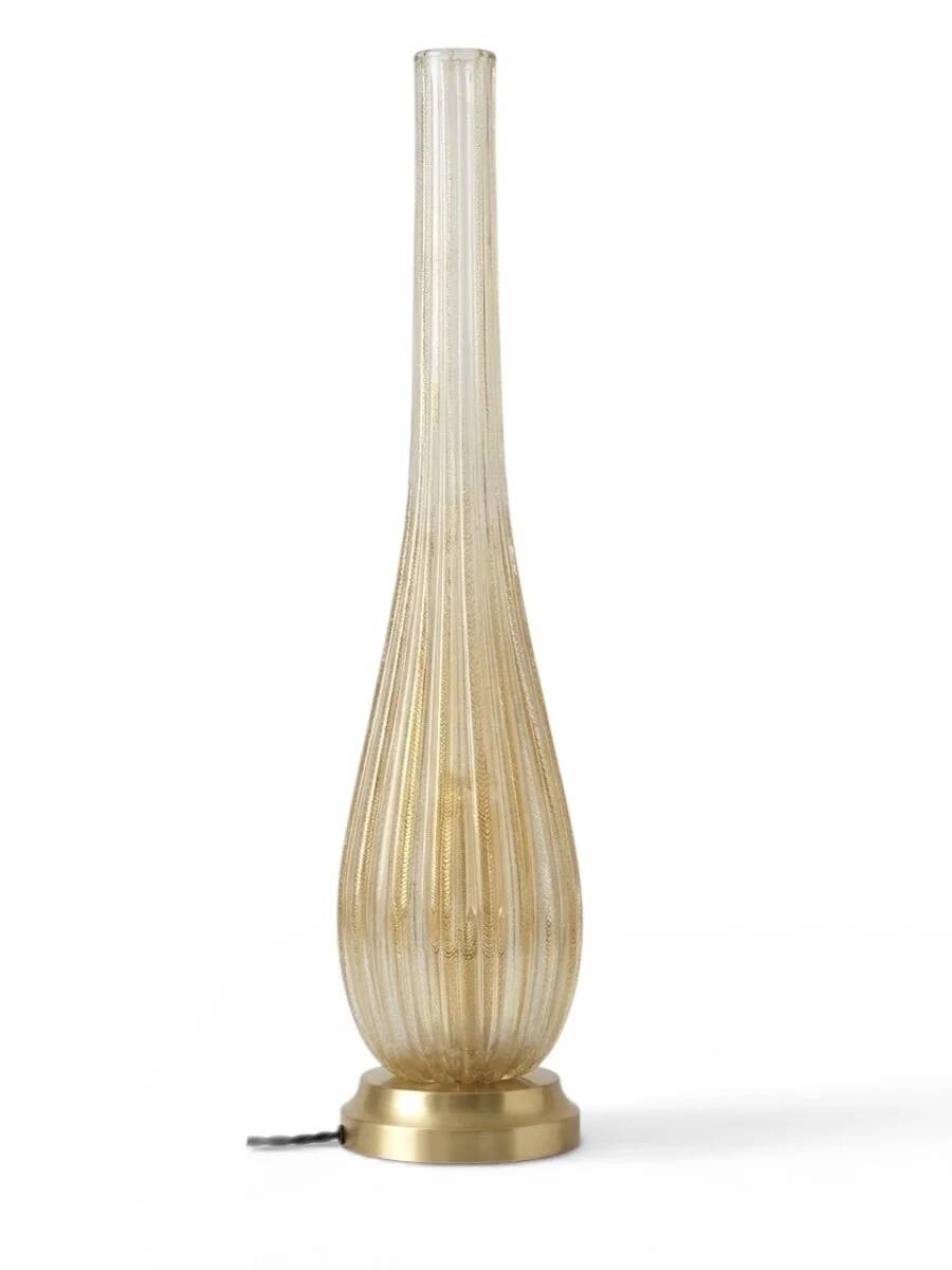 Large table lamp in Murano glass with gold glitter in the style of Barovier and Toso.