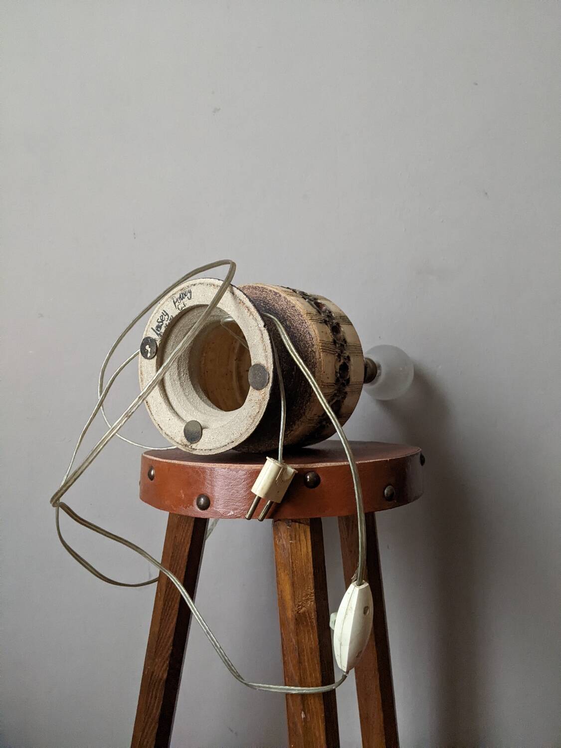 Lamp base in stoneware, handcrafted, bohemian Scandinavian style.