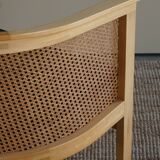 Fauteuil Rud Thygesen du milieu du siècle en canne et cuir, King Series Botium, années 1980