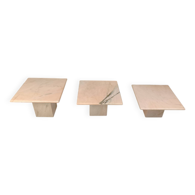 Tables gigognes ou tables d'appoint vintage en marbre, années 1970