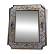 50s Eglomisé glass mirror with musical instrument decor