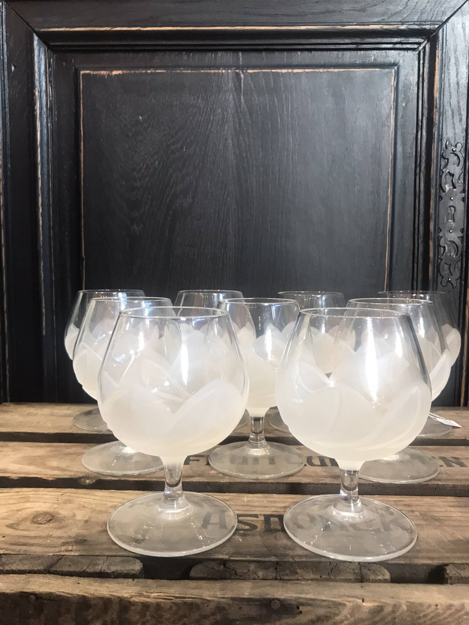 9 Arques crystal cognac glasses, Florence model
