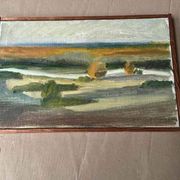 Original Mid Century Swedish Oil On Canvas – “Landscape” By Bengt Gustafsson 1952– Vintage & Framed