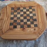 Rustic chess game 13 ", medium size, chessboard with 32 pieces, olive wood game with shooting