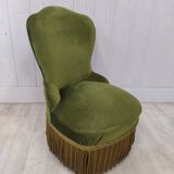 Green velvet toad armchair