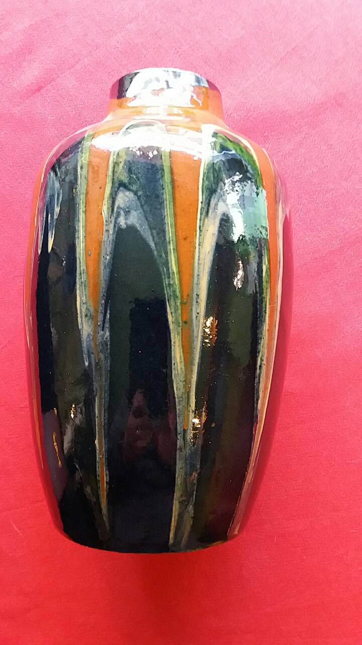Savoyard pottery vase, signed and numbered