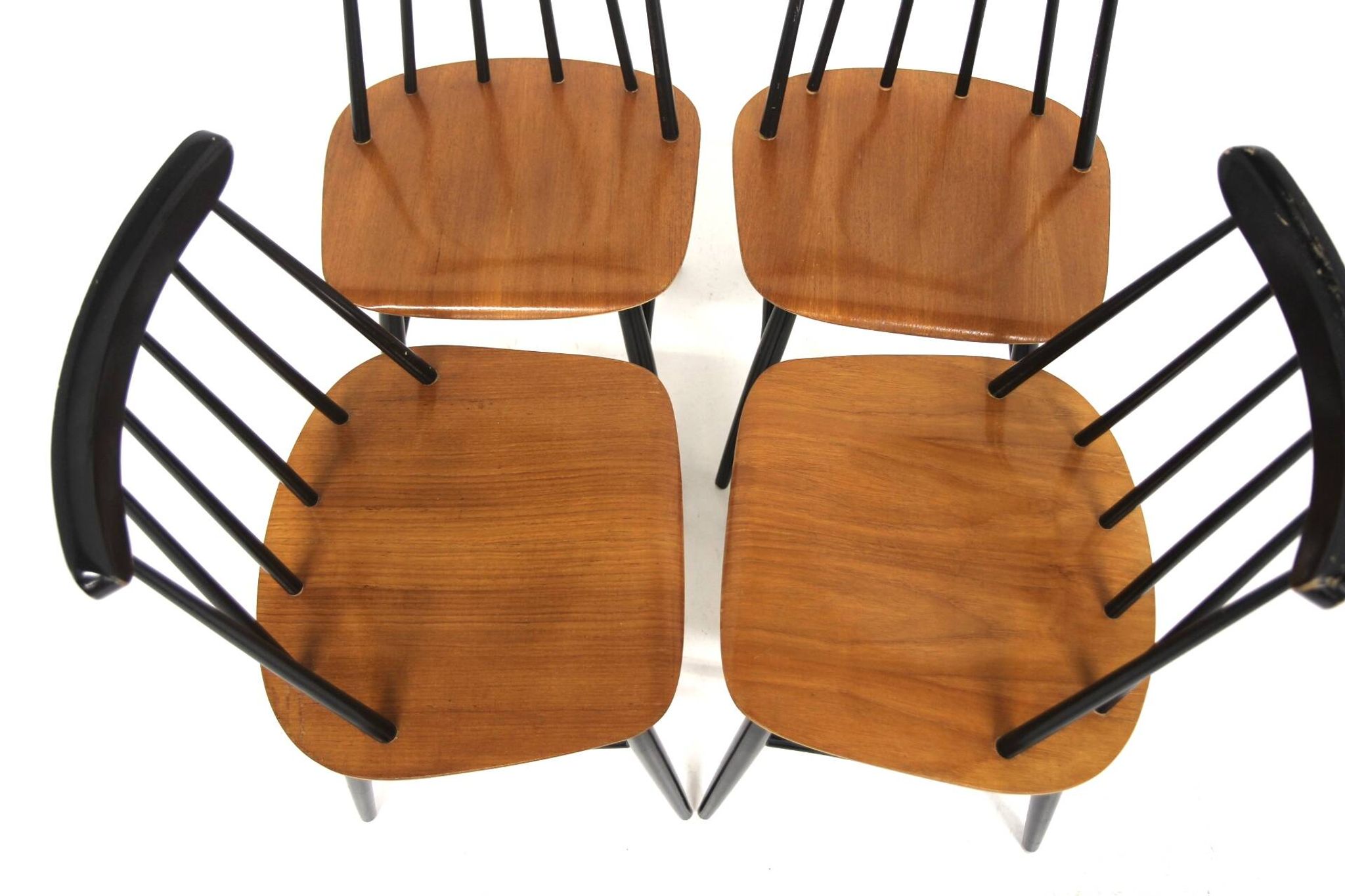 Set of 4 "Fanett" chairs in teak by Ilmari Tapiovaara, Sweden, 1960.
