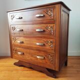 Art Deco chest of drawers in solid walnut