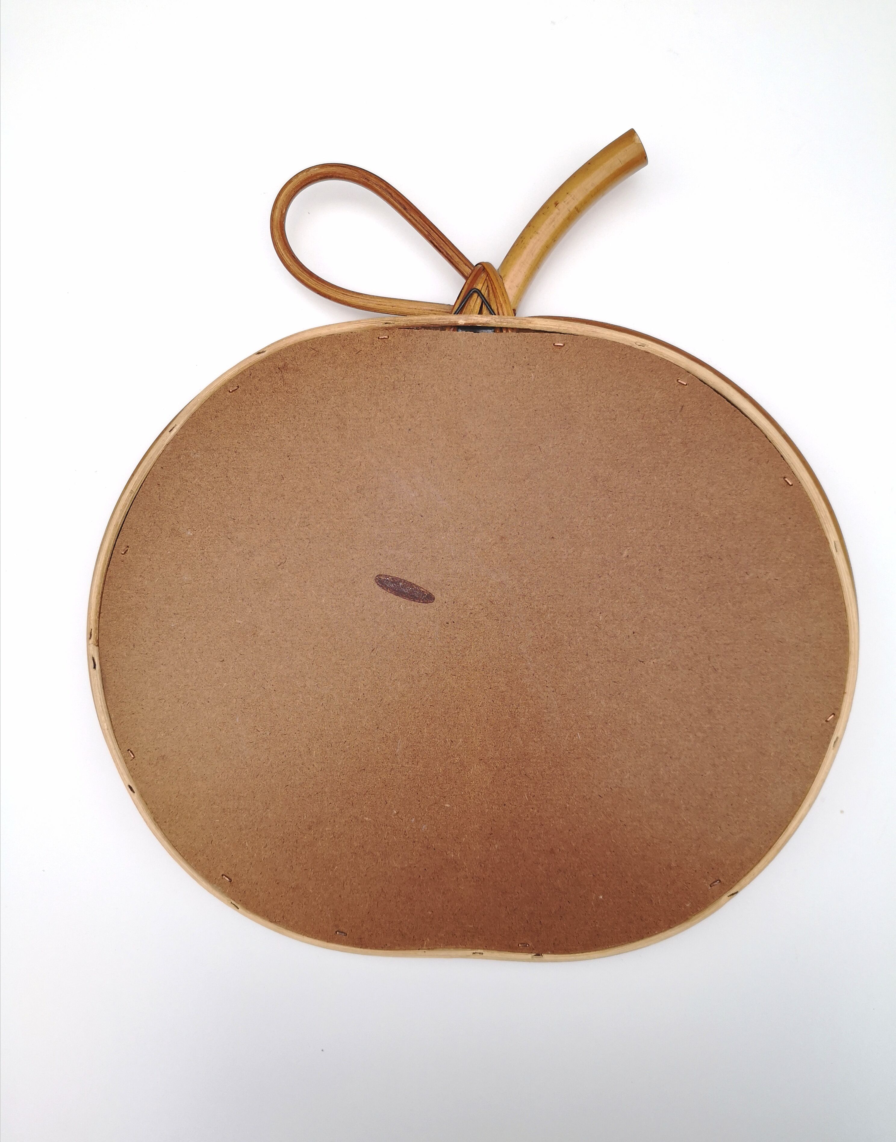 Vintage "apple" mirror in rattan