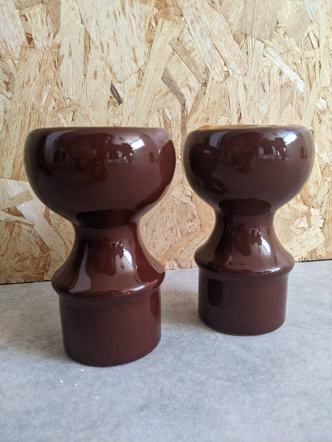 Set of brown USSR candlesticks