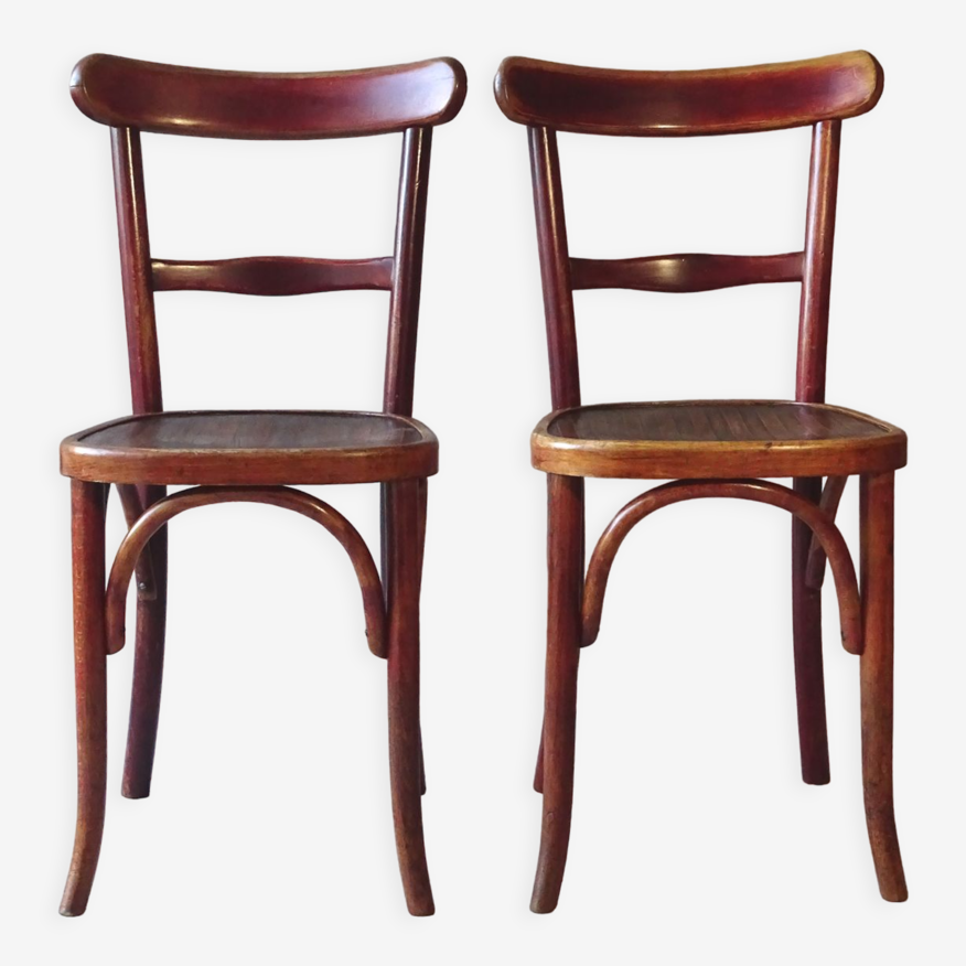 2 chaises bistrot Fischel N° 480 -1/2 Ca,1932,assise bois | Selency