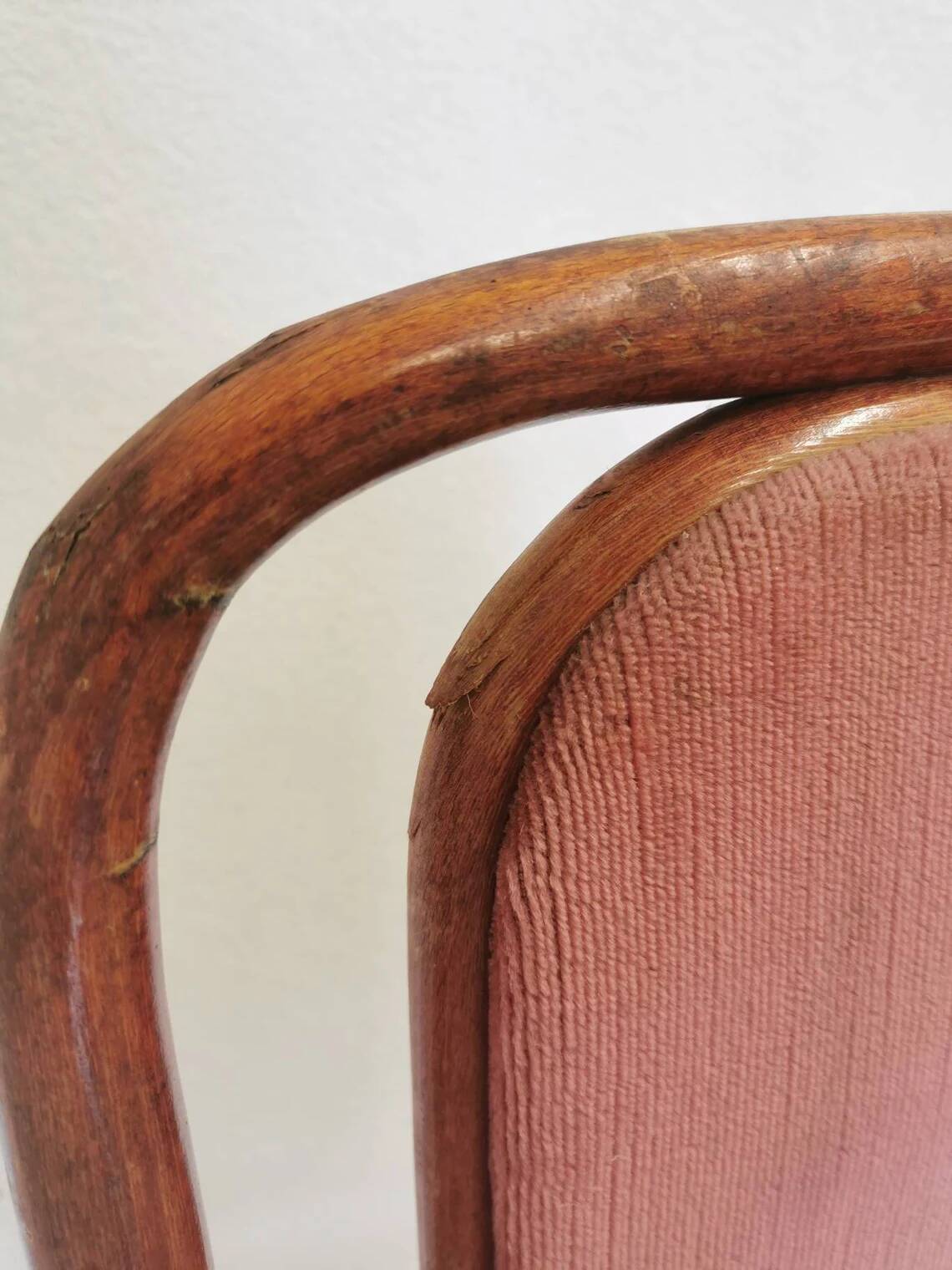 Vintage Thonet Style Bentwood Dining Chair: High Back, Cushioned Seat Pink