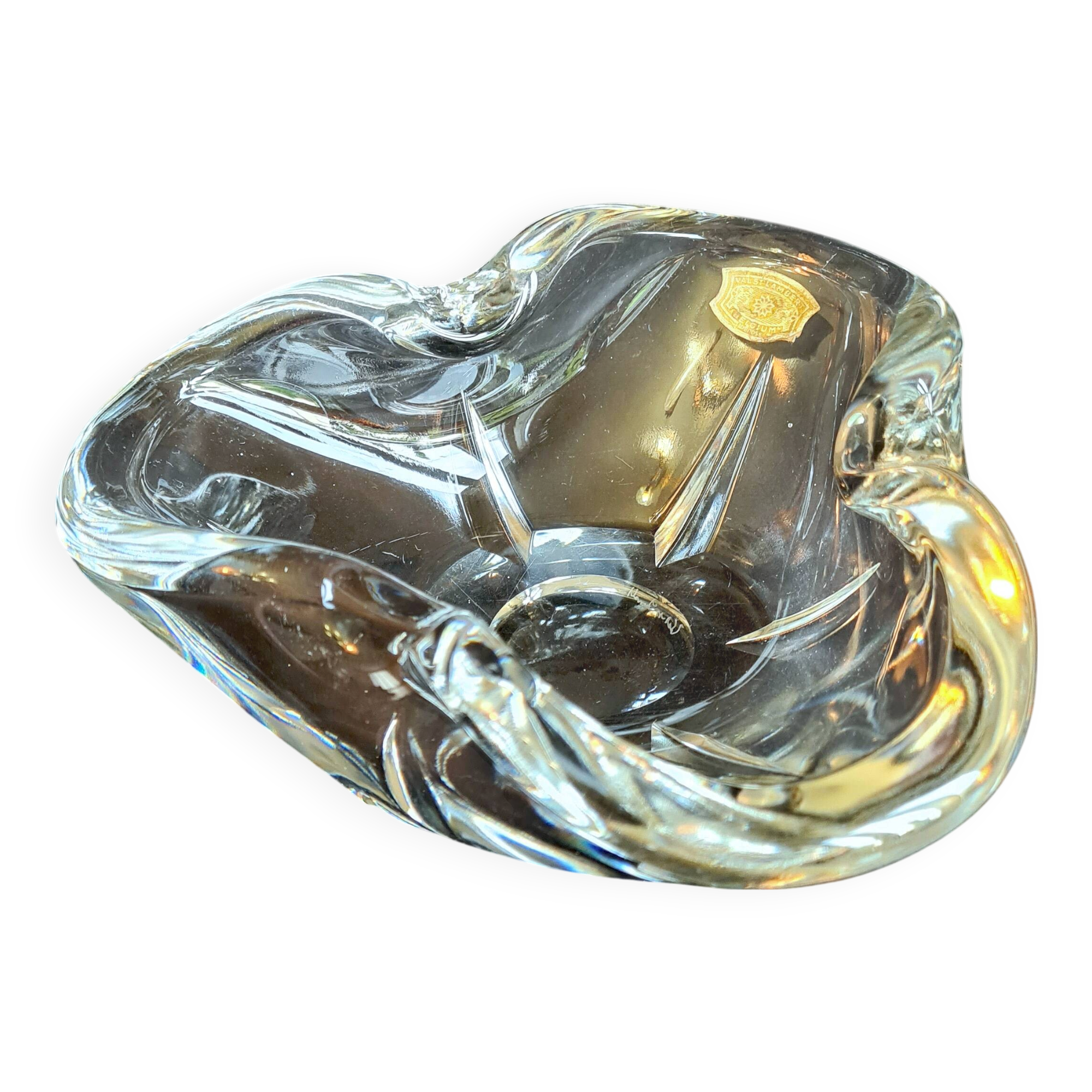 Val Saint Lambert Blown Crystal Ashtray / Pocket Tray (Vintage)