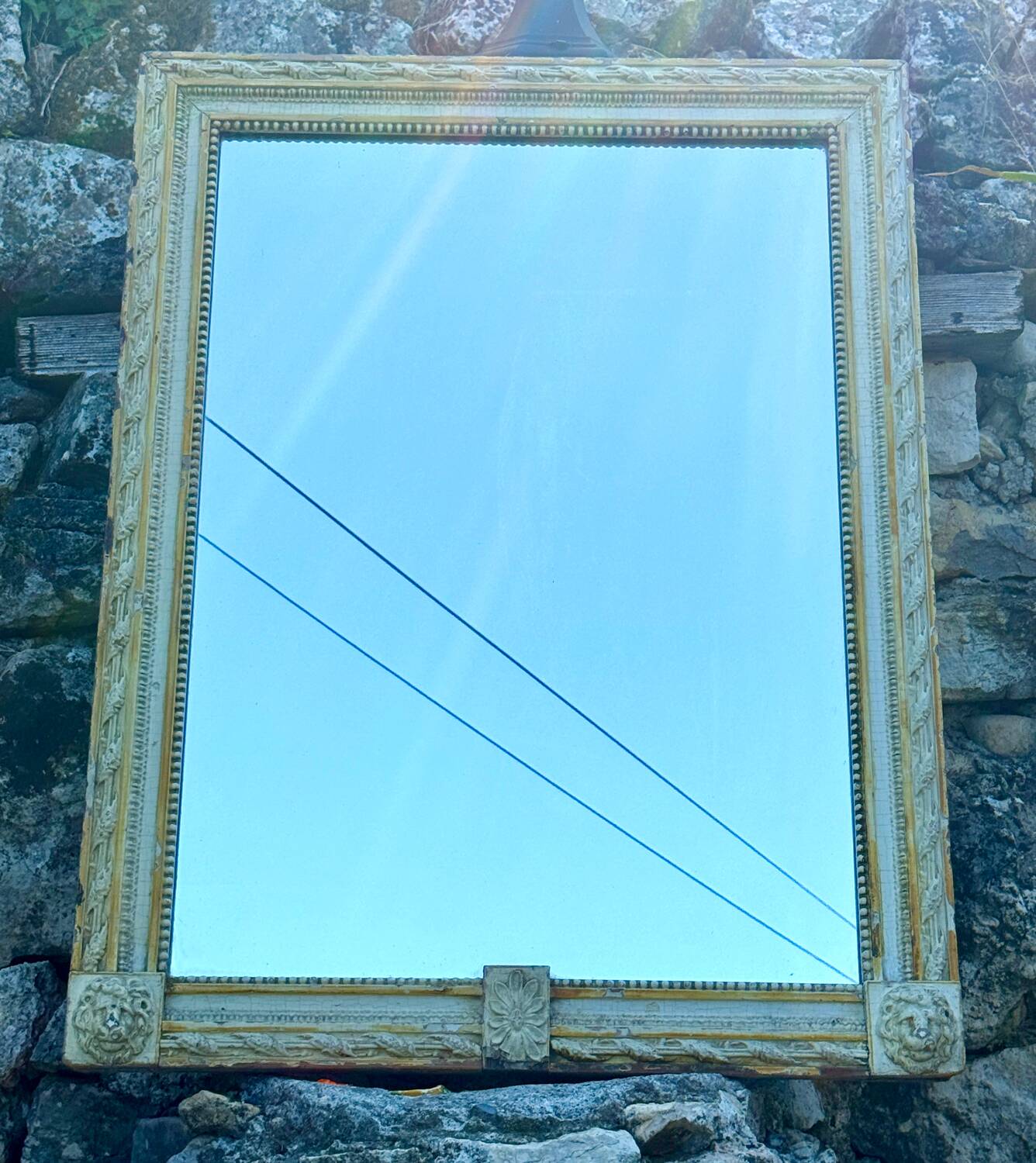 18th century painted wooden mirror