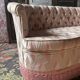 Small vintage 2-seater sofa from the 70s in Hollywood Regency style, satin pink.