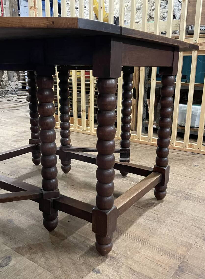 Solid wood farmhouse table with drop-leaves