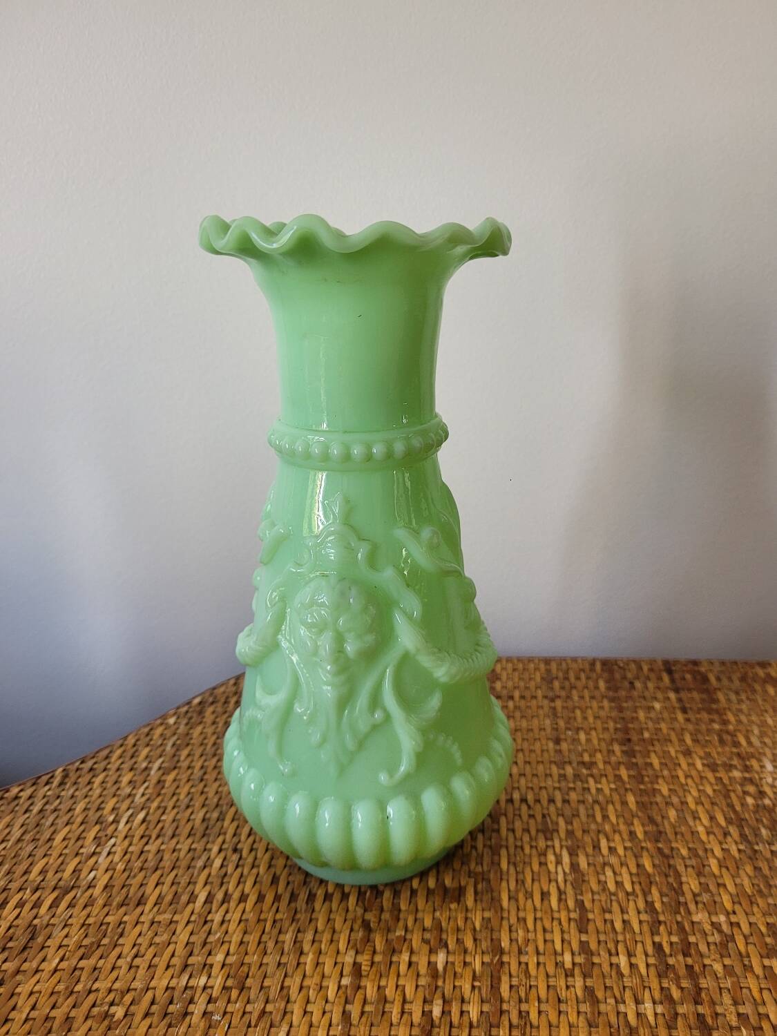 Green fairground opaline vase