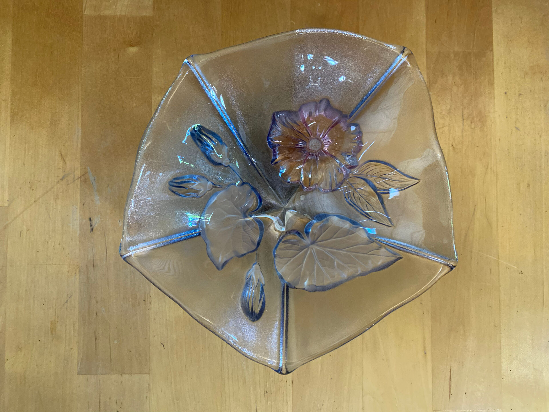 Bol vide poche mikasa crystal moulded decor flowers coloured vintage