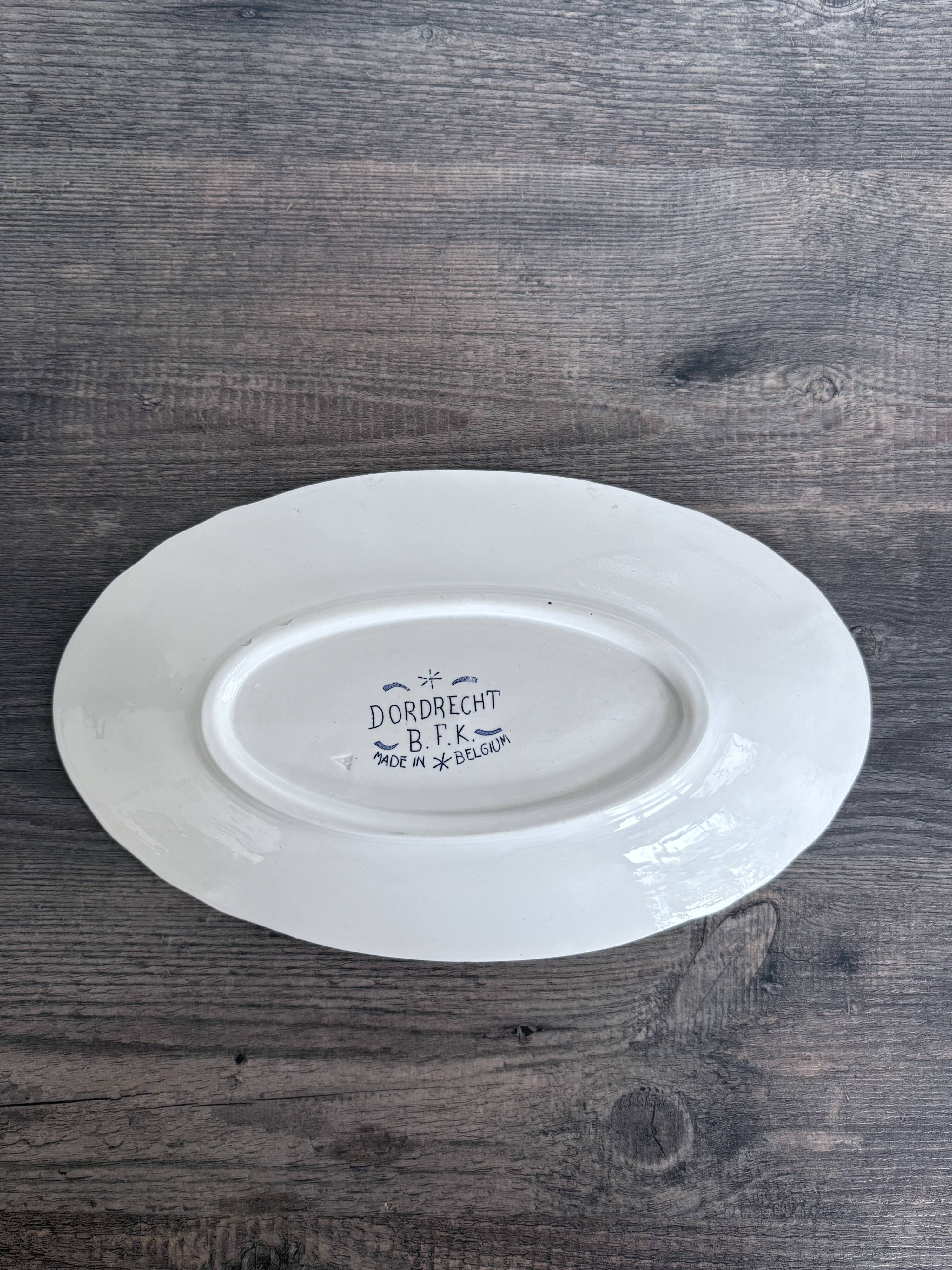 Old oval dish in Boch Frères Keramis earthenware.