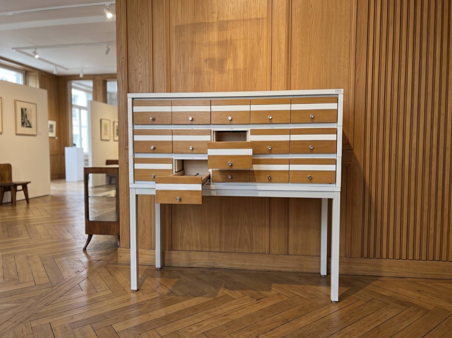 Entry console / Architect's furniture Borgeaud 1970 - Lacquered steel & C