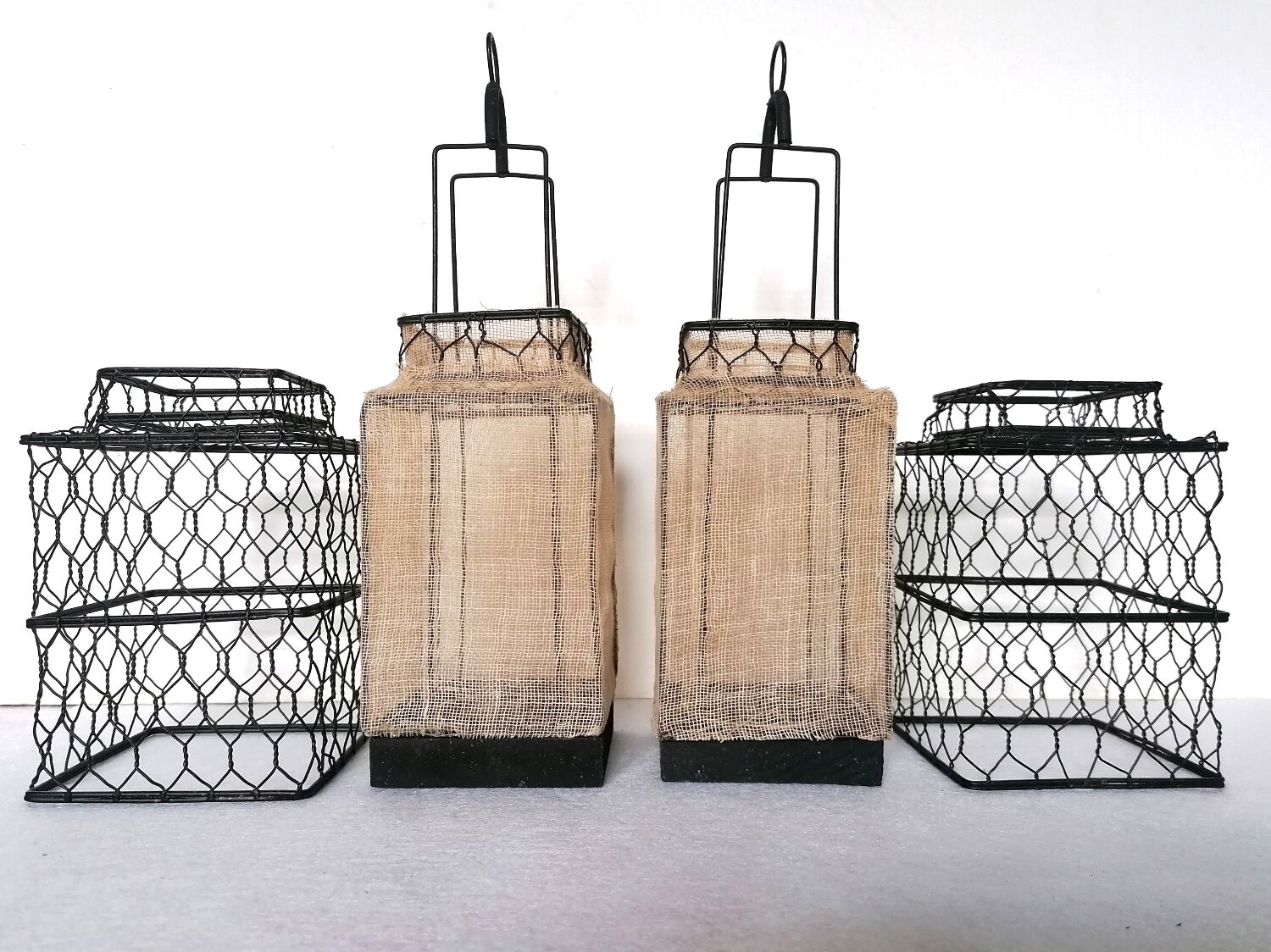Pair of chinese wire lanterns